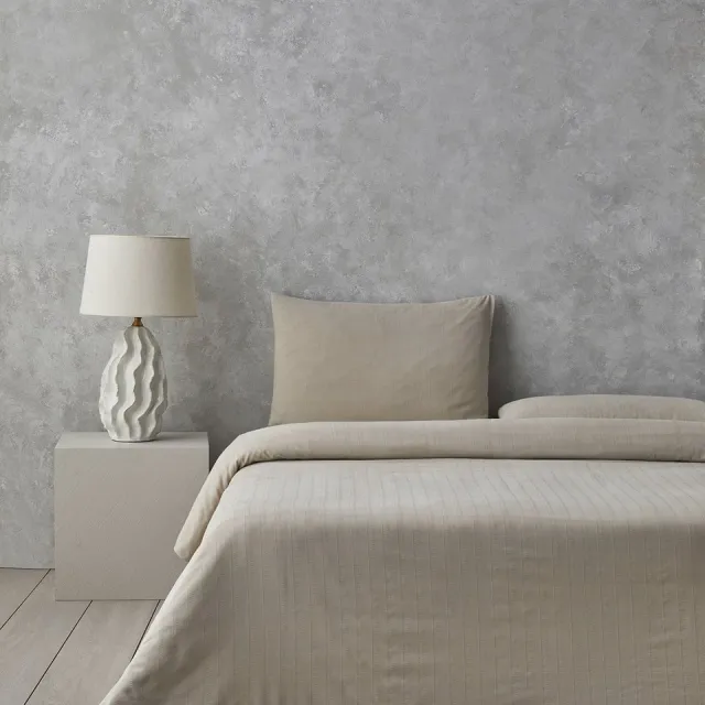 English Home Diamond Silky Cotton - Dekbedovertrekset - Zijdeachtig Katoenen - Incl. Hoeslaken - 2 kussenslopen - Beige Beige/Effen