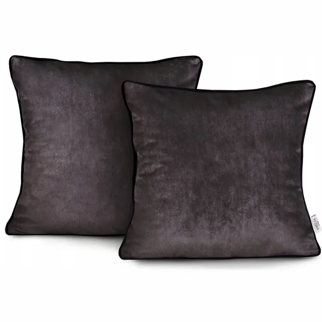 AmeliaHome Decoratieve Kussenhoezen Bruin met Zwart Accent 45x45 cm (2 stuks)