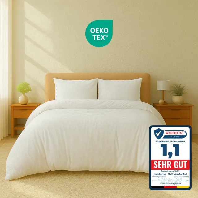 Komfortec Premium Dekbedovertrek 135x200 cm + 2x Kussensloop 60x70 cm - 100% Microvezel - 90 g/m² - 2-Delige Superzachte Beddengoedset - met Rits - Wit