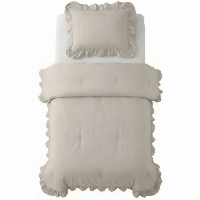 Sleeptime 2 in 1 Dekbed Ruffles - Dekbed zonder Overtrek - Wasbaar Dekbed - 140x200 - Taupe/Grijs