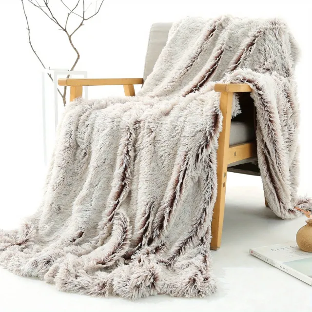 Livano Plaid - Dekentje - Pluche - Wollen - Fleece - Deken - Knuffeldeken - Bank Deken - Koffie - 130x160cm