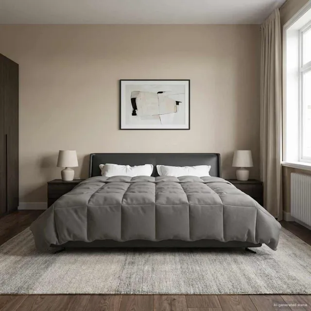 vidaXL Zomer Dekbed 220 x 260 cm Zomer Microfiber (100% polyester) Lichtgrijs