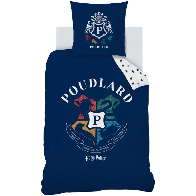Harry Potter Dekbedovertrek Blason- Eenpersoons - 140 x 200 cm - Katoen Blauw