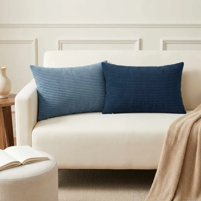 vidaXL Kussensloop 6 st HEERLEN Blauw 30 x 50 cm corduroy
