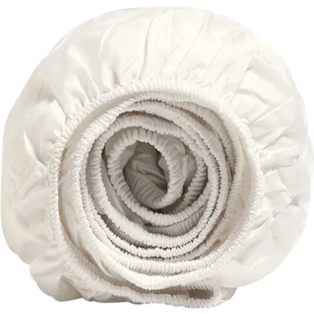 Yumeko hoeslaken extra hoog katoensatijn warm wit 180x200x40 - Bio, eco & fairtrade Warm White
