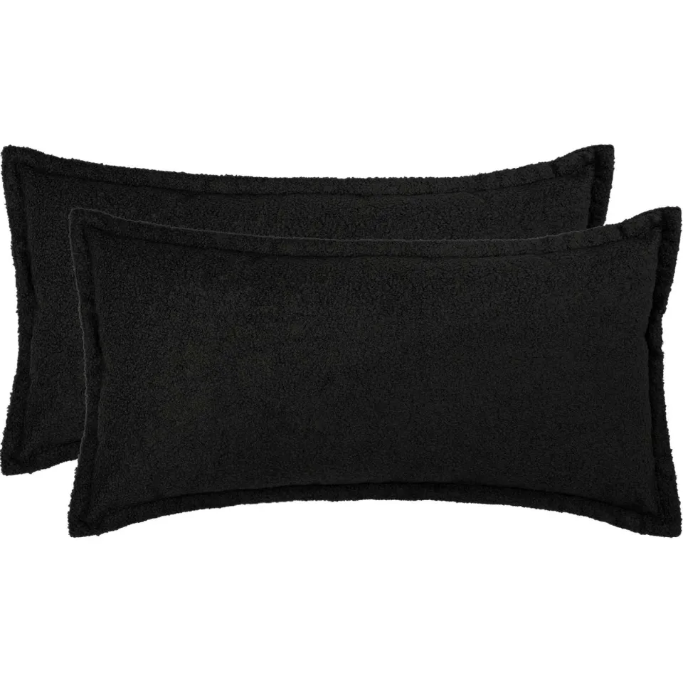 vidaXL Kussensloop 2 st HOUTEN Zwart 40 x 80 cm Bouclé, foto 3