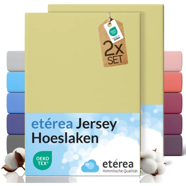 etérea Himmlische Qualität etérea Jersey hoeslaken 2-pack 100x200-120x200 cm (hoek 25 cm) 100% katoen - Lindegroen