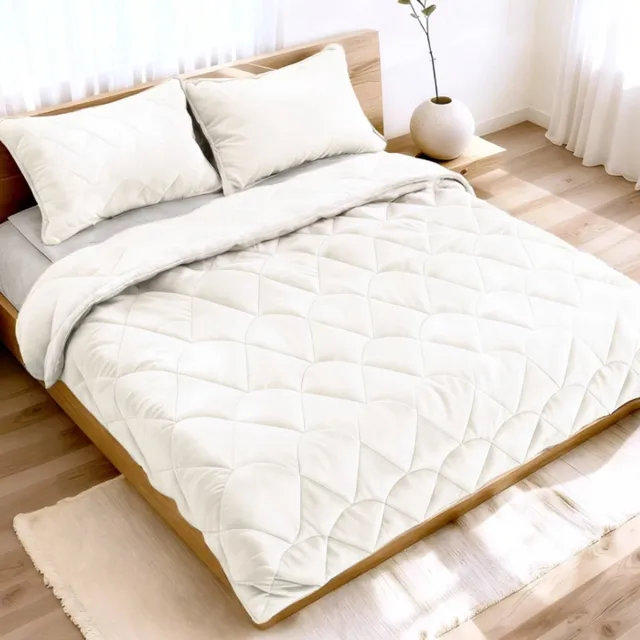 Zavelo Easy All-in-one-Dekbed Velvet met Kussenslopen Off-white-1-persoons (140x200 cm) Beige, Ecru