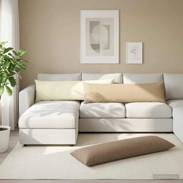vidaXL Kussensloop 2 st HEERLEN Beige 40 x 145 cm Polyester, foto 2