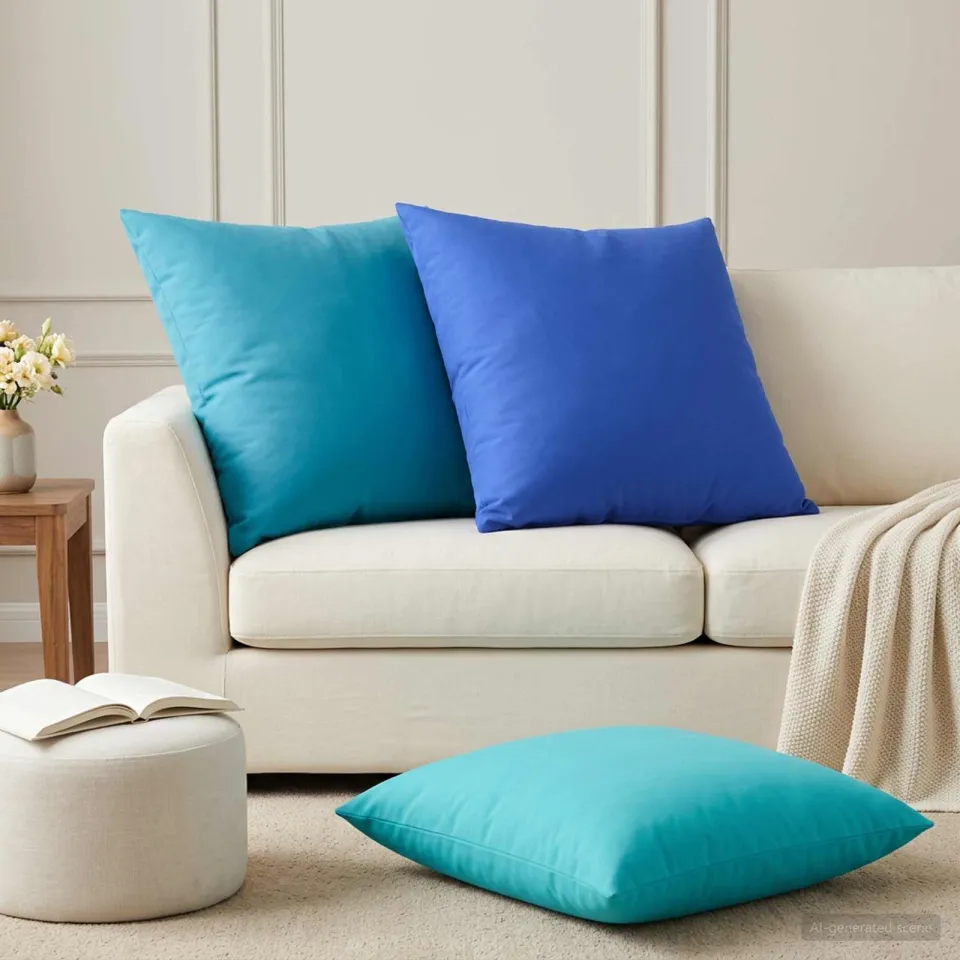 vidaXL Kussensloop 2 st HEERLEN Lichtblauw 65 x 65 cm Polyester blauw, foto 3