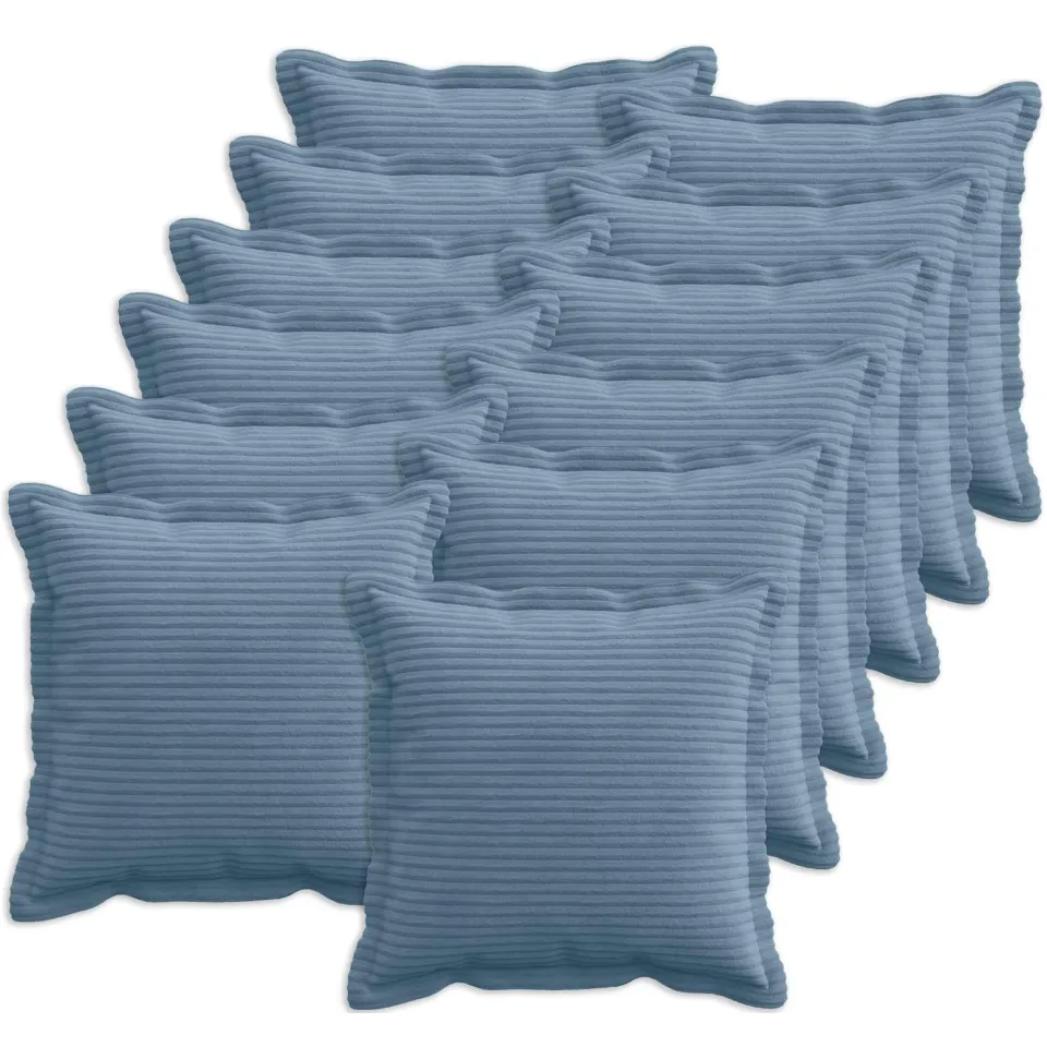 vidaXL Kussensloop 12 st HOUTEN Blauw 45 x 45 cm corduroy, foto 3