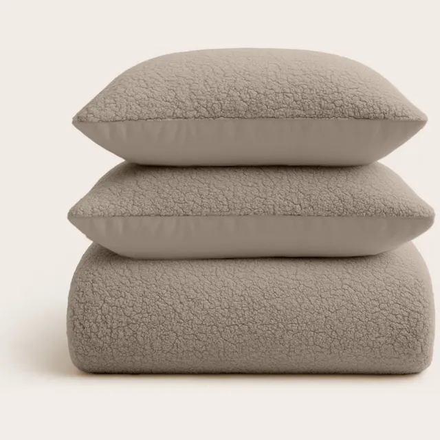 Y-not® Teddy Dekbedovertrek 200x200/220 – Microvezel Onderzijde – 20 cm Instopstrook met Drukknopen – Iced Coffee Taupe – Y-NOT