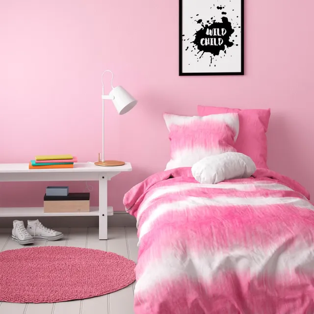 Mistral Home DEKBEDOVERTREK - katoen renforcé - 140 x 200 cm + 65 x 65 cm - eenpersoons - tie-dye - roze - Voor kinderen Roze/Wit