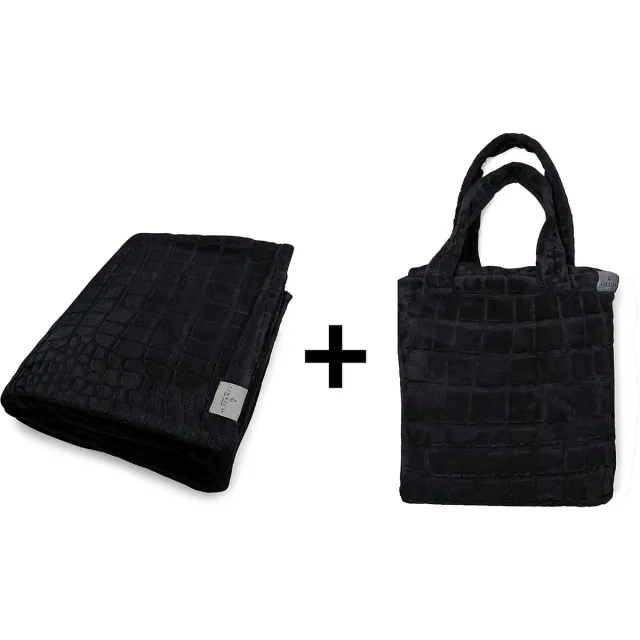 LINNICK Flanel Fleece Deken Crocodile - Black - 200x220cm - Fleece Plaid - Fleece Deken 200x220