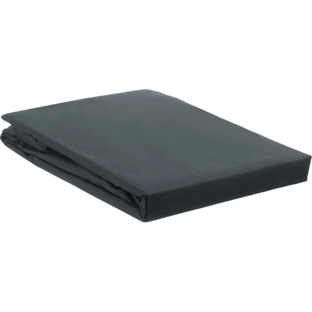 Ambiante Cotton Uni - Hoeslaken - Lits-jumeaux - 200x200 cm - Black zwart