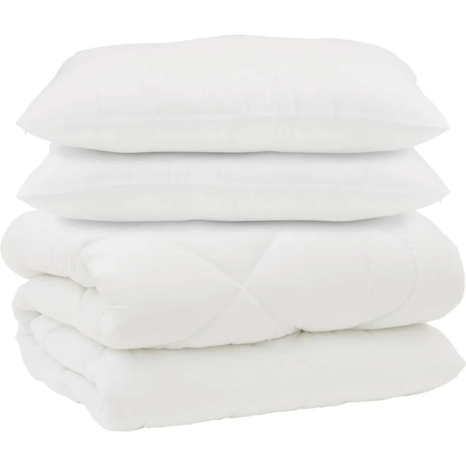 vidaXL Dekbed met Kussens 3 st Wit Microfiber en Dons Feather, foto 3