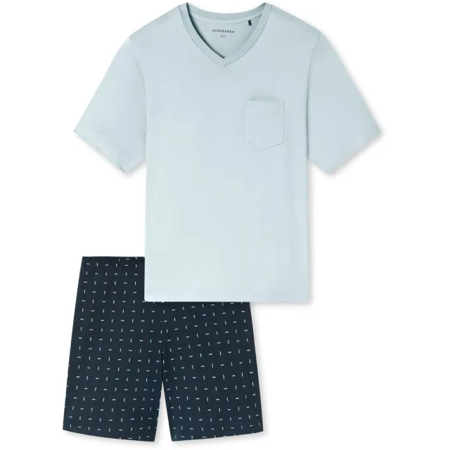Schiesser Comfort Essentials pyjama lichtblauw