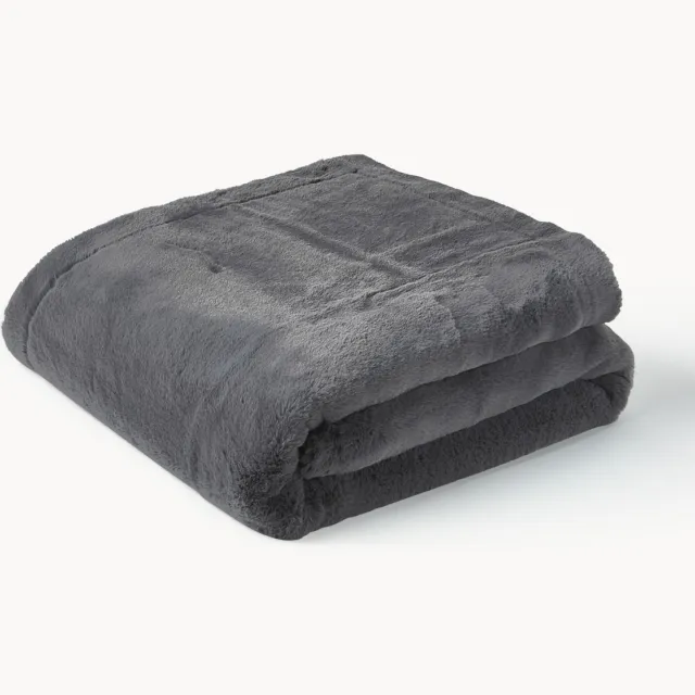 Westwing Collection Zachte plaid Mette van imitatiebont Antraciet