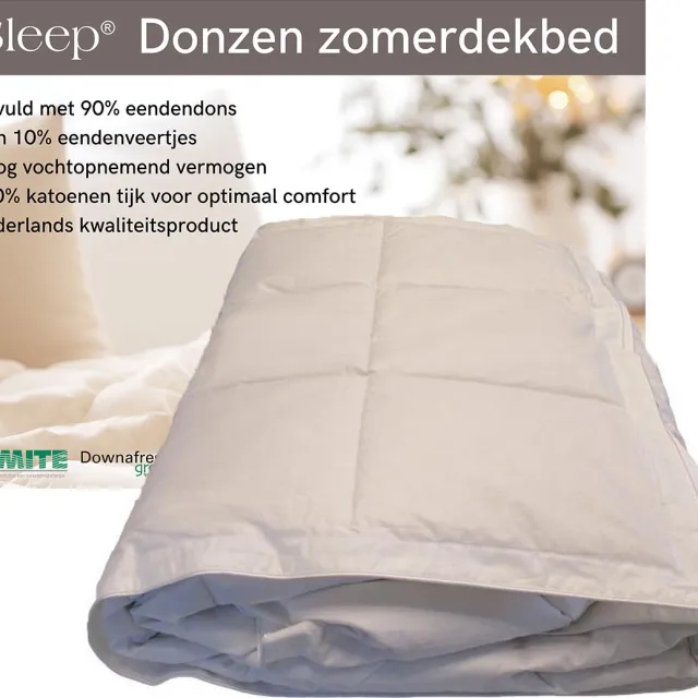 iSleep Zomerdekbed Dons - 90% Eendendons Zomer Dekbed - Tweepersoons - 200x200 Wit