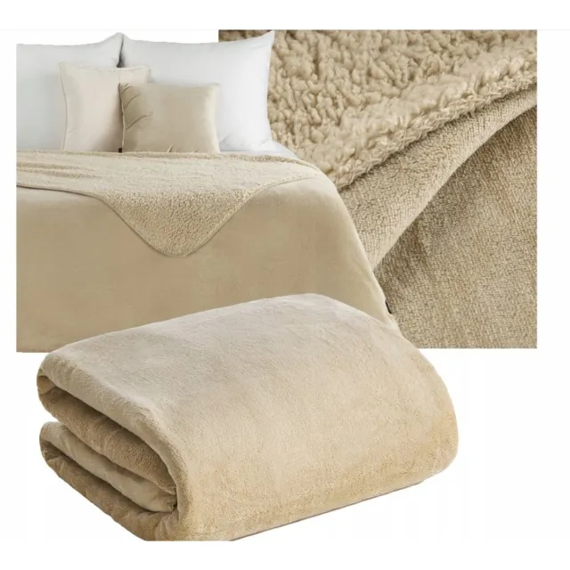 Eurofirany Zachte Dubbelzijdige Plaid/Deken 70x160cm - Licht Beige