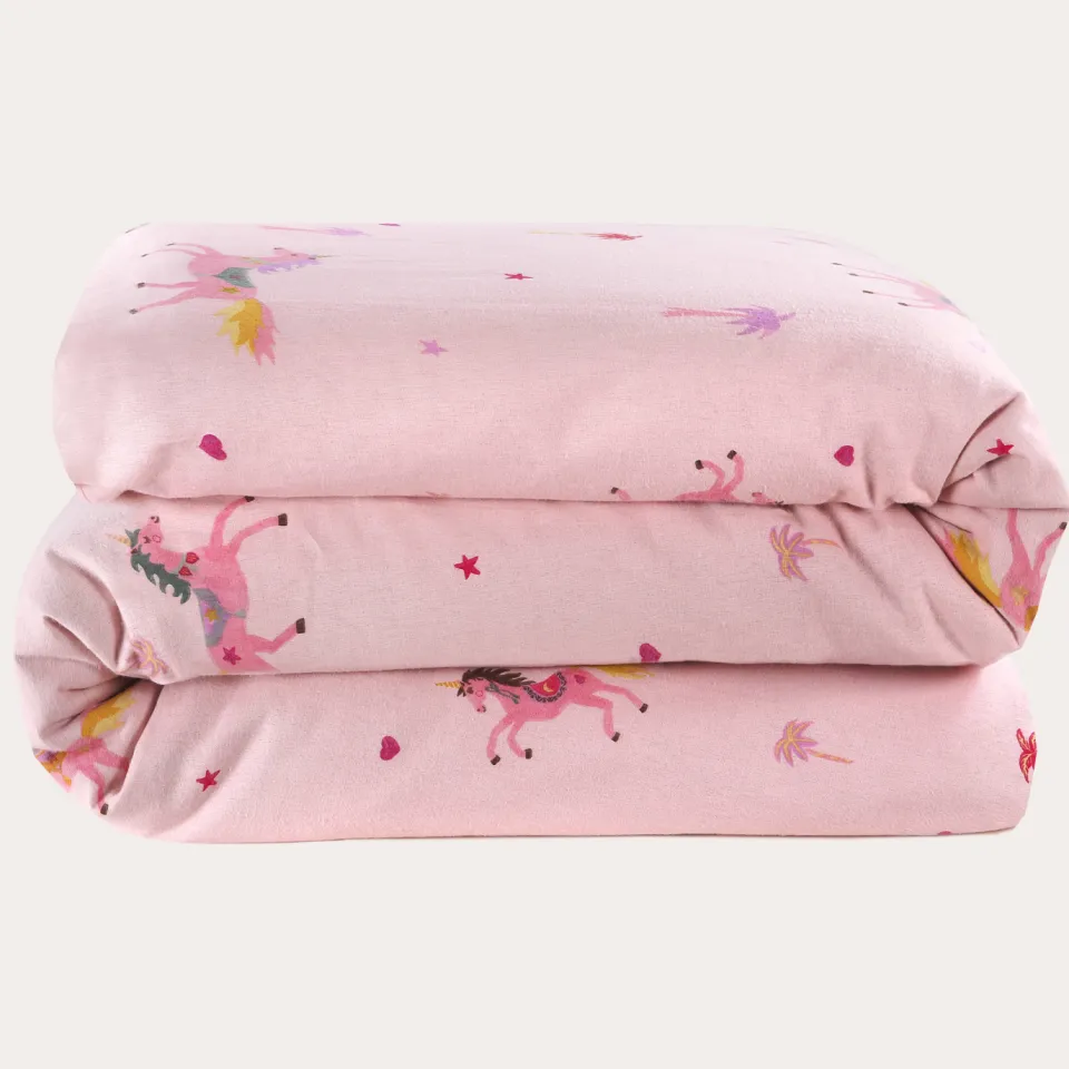 NOUS Kids flanellen dekbedovertrek ledikant unicorn roze, foto 2