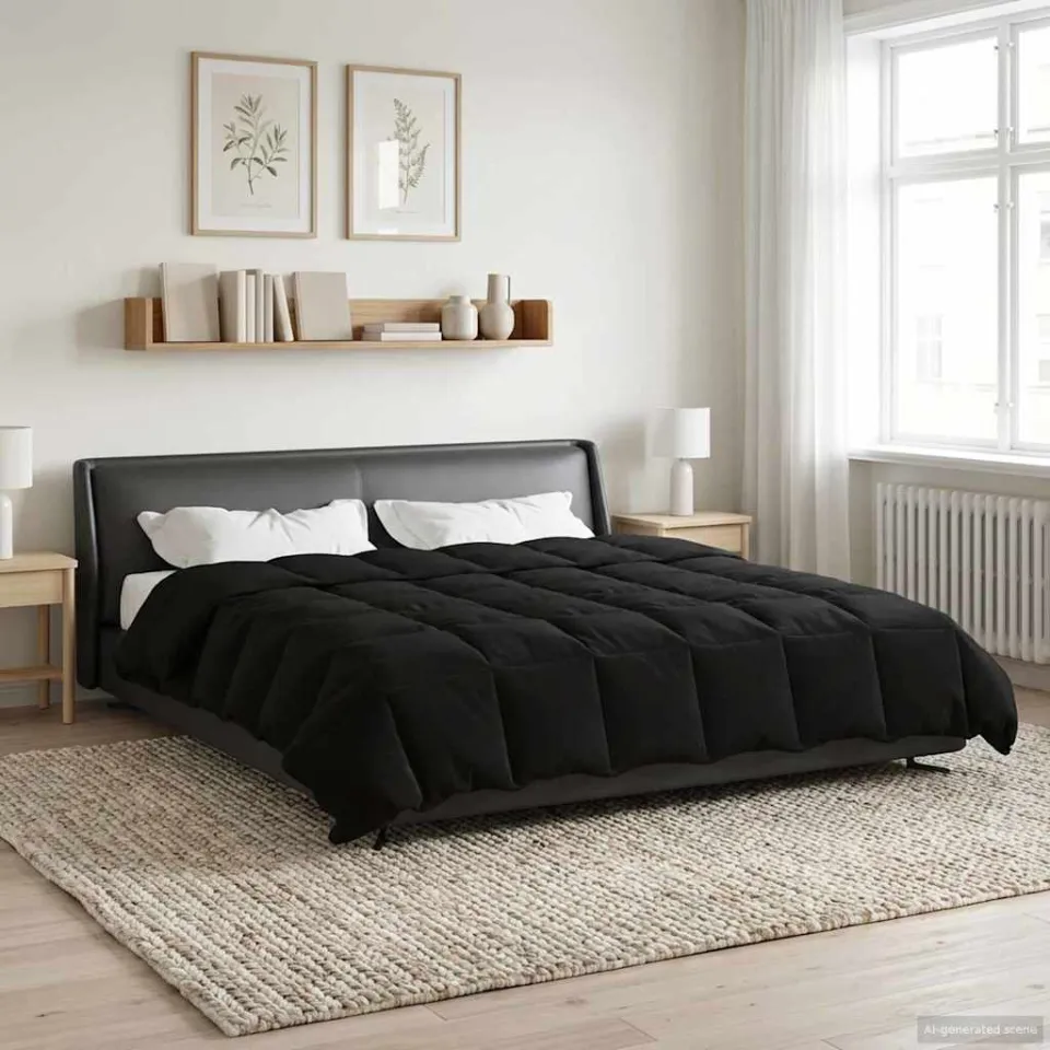 vidaXL Zomer Dekbed 220 x 260 cm Zomer Microfiber (100% polyester) zwart, foto 4