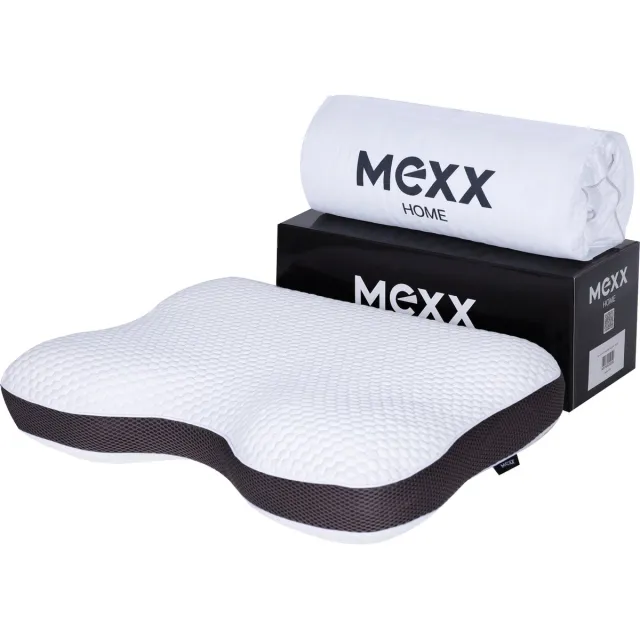 Mexx Premium - Anti-snurk hoofdkussen - traagschuim - ventilerend - anti-allergie - 54 cm x 40 cm x 12 cm Wit | Zwart