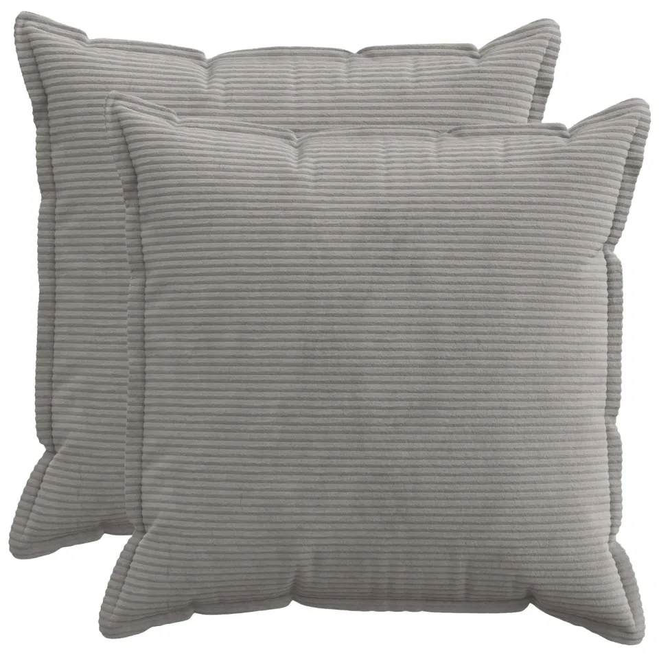 vidaXL Kussensloop 2 st HOUTEN Lichtgrijs 55 x 55 cm corduroy