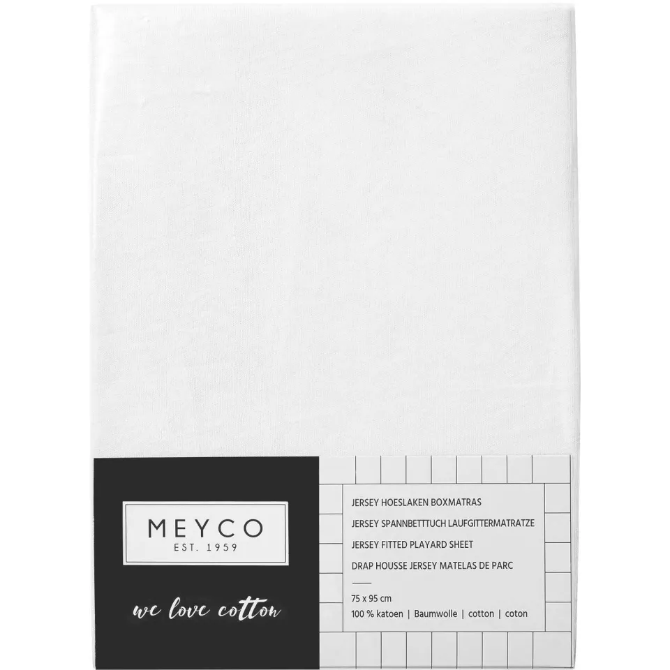 Meyco hoeslaken boxmatras 75x95 cm wit, foto 3