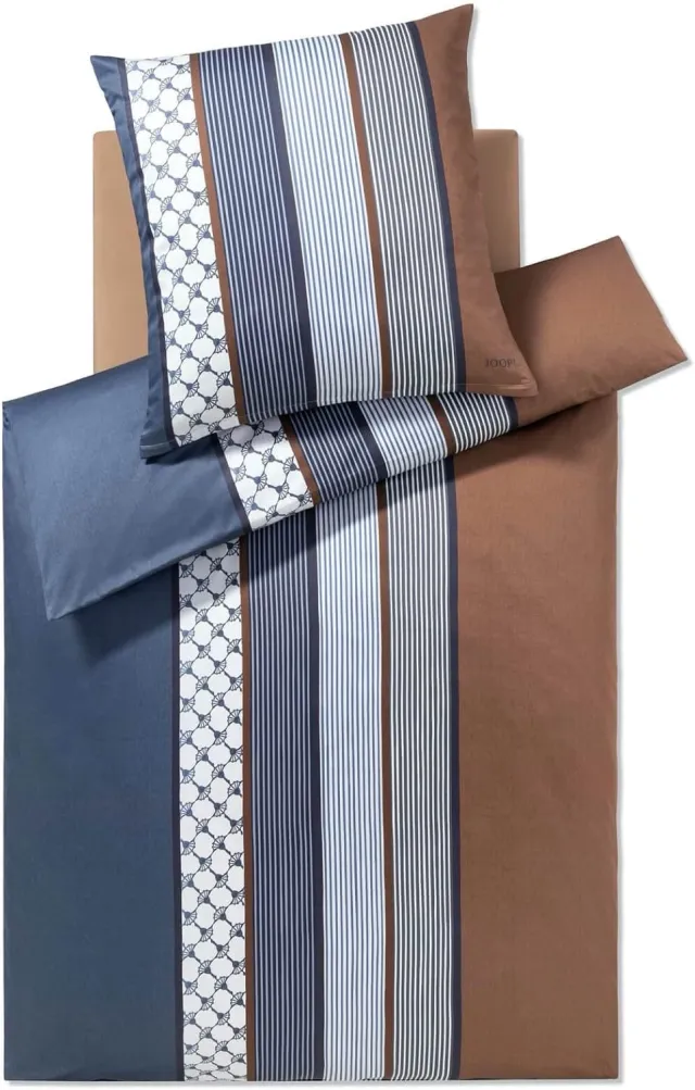 Joop! Dekbedovertrek Set Katoen 135x200cm Streep Design Diepblauw