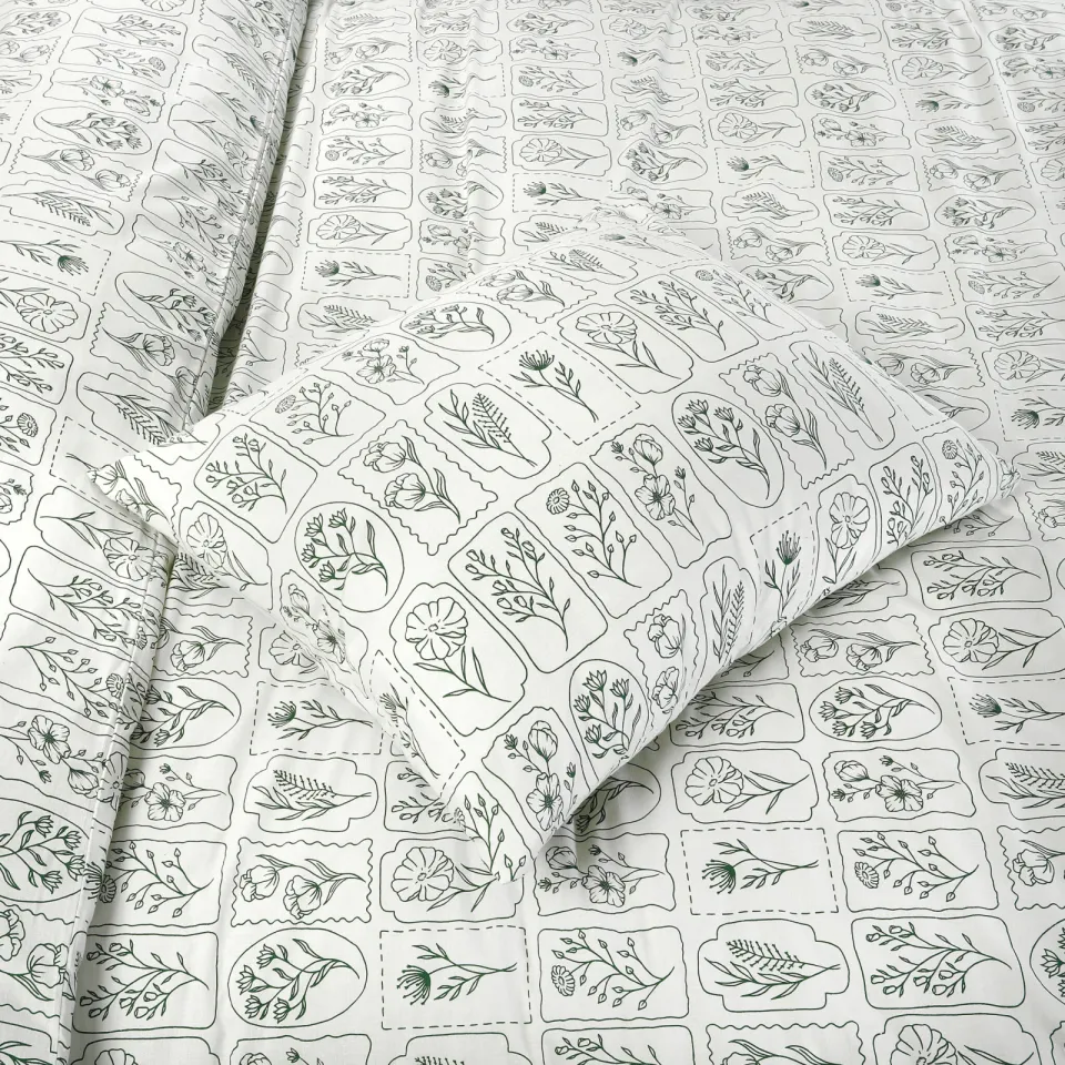 NOUS Living katoenen dekbedovertrek 1-persoons Dutch Tiles ecru, foto 4