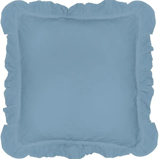 Darymex Sierkussenhoezen met Volant 40x40 cm - Blauw - Set van 2 - 100% Katoen (123 g/m²) - Met Ruffles / Roesjes - Hoteloverslag - ECO Verpakking - Hypoallergeen