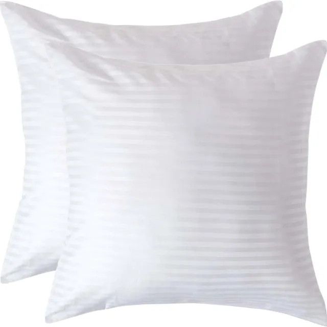 Homescapes Satijn Streep Katoen Kussensloop 60x60 cm – Set van 2 – Wit – 100% Egyptisch Katoen – Draaddichtheid 330
