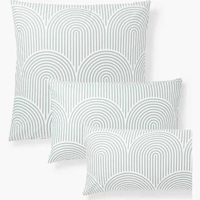 Westwing Collection Katoenen kussenhoes Arcs Lichtgroen