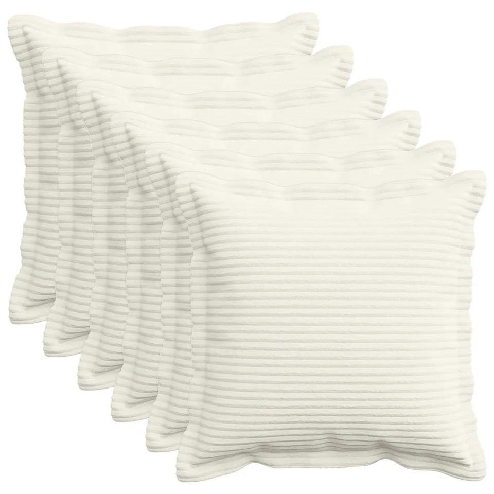 vidaXL Kussensloop 6 st HOUTEN Crèmekleurig 45 x 45 cm corduroy, foto 3