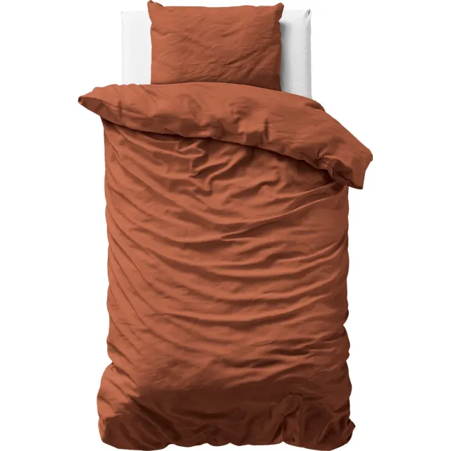 Primaviera Deluxe Uni Satijn Dekbedovertrek - 140x200/220 + 1 kussenslopen 60x70 - Bruin - Eenpersoons