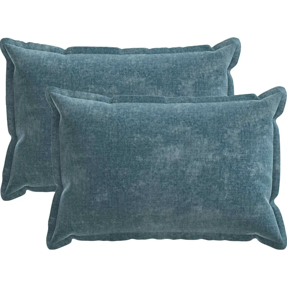 vidaXL Kussensloop 2 st HOUTEN Blauw 30 x 50 cm Chenille Stof, foto 3