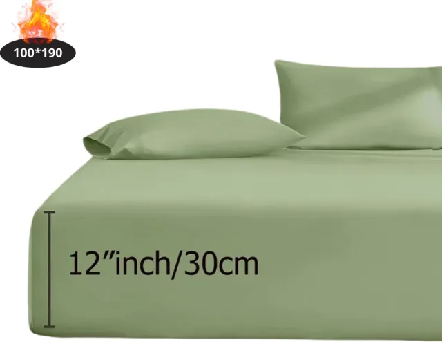 Nivard Hoeslaken Set - Inclusief Kussensloop - 3 Delige Set - Beddengoed - Fitted Sheet - Pillow Case - Bed - Matcha 100 x 190
