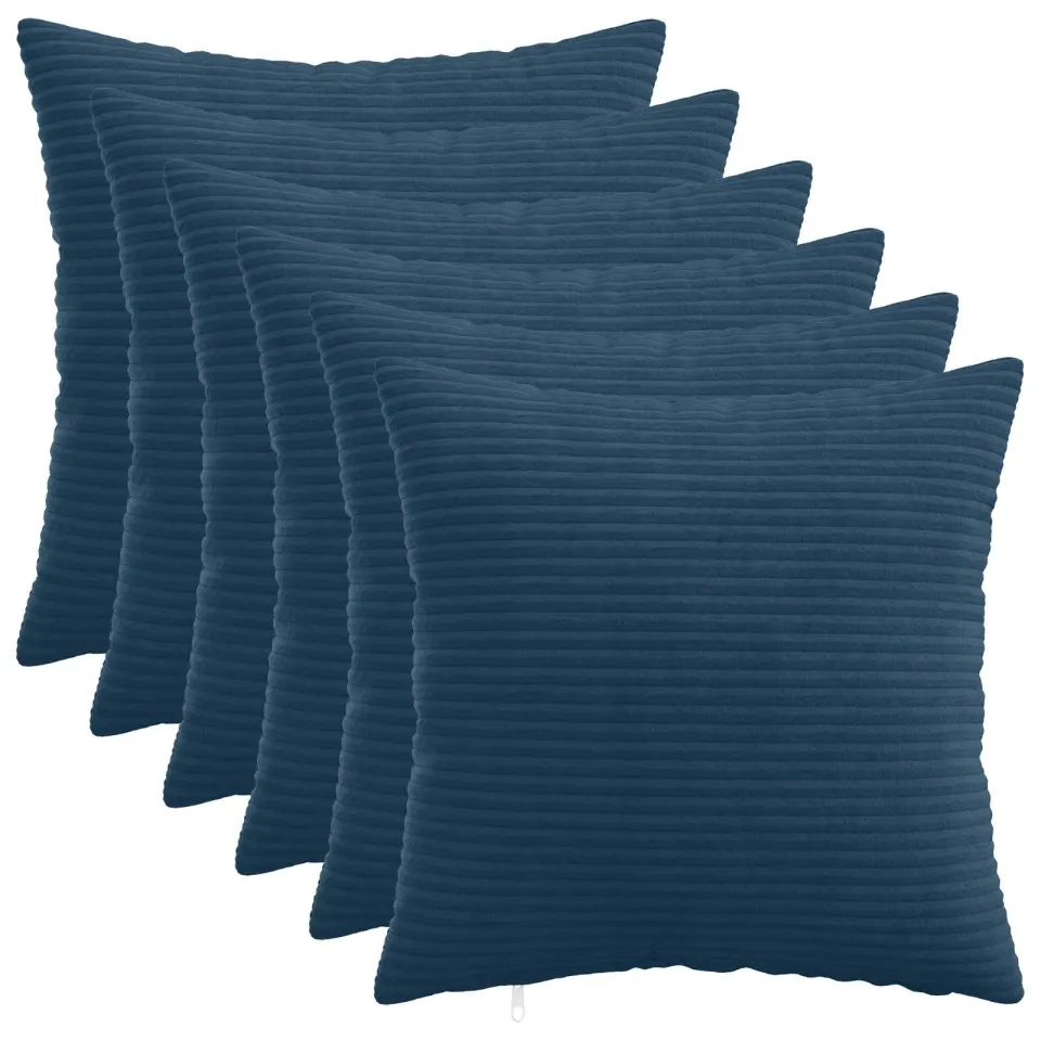 vidaXL Kussensloop 6 st HEERLEN Marineblauw 40 x 40 cm corduroy