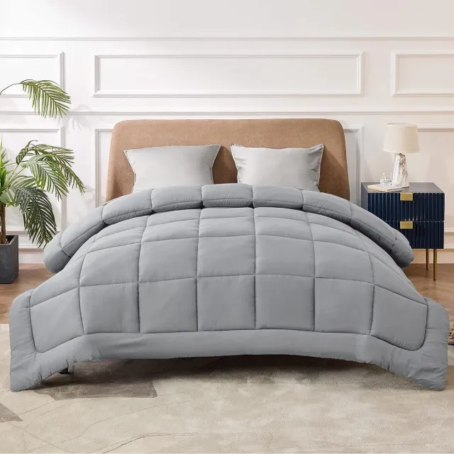 Bedsure Winterdekbed 240 x 220 cm warm en zacht - dekbed 240 x 220 cm winter 450 GSM vulling Oeko-Tex dekbed voor mensen met allergieën grijs