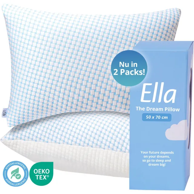 Ella Hoofdkussen Memory Foam 2 stuks - Kussen 50x70 CM - Afstelbaar Traagschuim voor Rug , buik- en zijslaper - Ergonomisch en Orthopedisch: Vermindert Nekklachten Wit