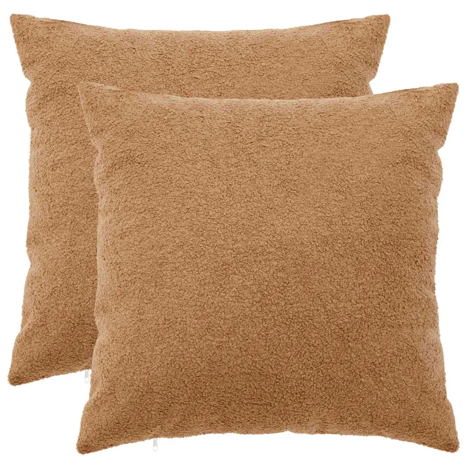 vidaXL Kussensloop 2 st HEERLEN Beige 55 x 55 cm Bouclé, foto 3