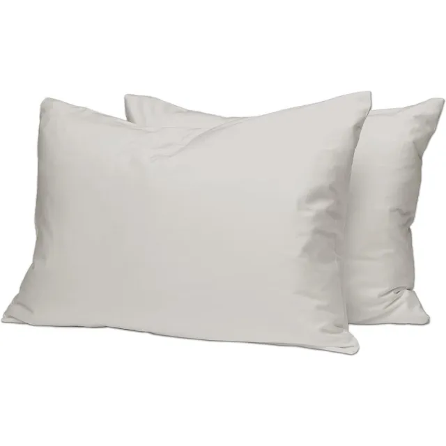 LINENS Luxe soft-satijn verpakking van 2 kussenslopen 70 x 90 cm, asgrijs, 400 dradenaantal katoenen kussenslopen, 100% lange stapel katoenen kussensloop (asgrijs, 70 x 90 cm)
