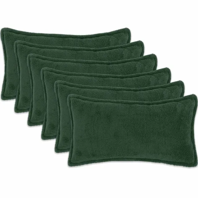 vidaXL Kussensloop 6 st HOUTEN Donkergroen 40 x 80 cm Bouclé