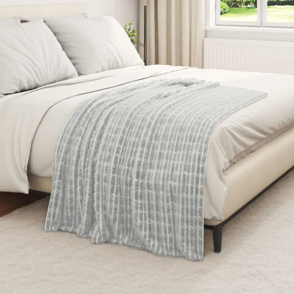 vidaXL Gooi Deken Grijs 150 x 130 cm 0,51 kg Fleece, foto 3
