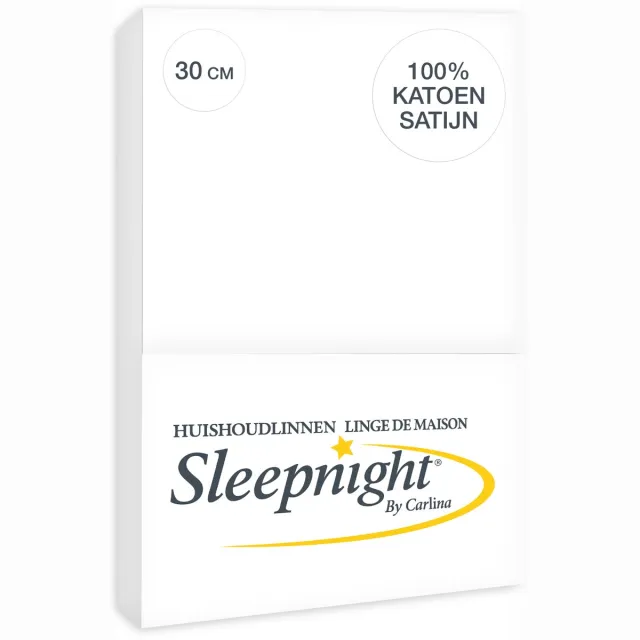 Sleepnight Hoeslaken Satijn 30 cm Wit - 140 x 200 cm - [Wit]