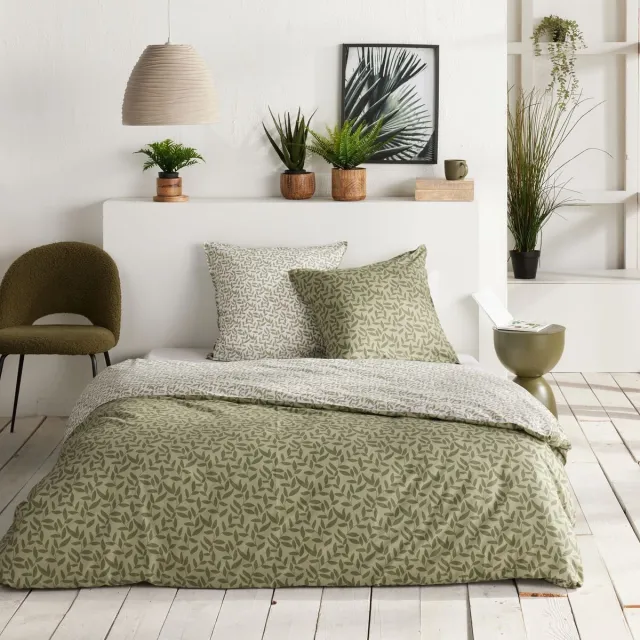 Today Beddengoed - VANDAAG - Sunshine - 2 personen - 220 x 240 cm - Groen katoen met bloemenprint