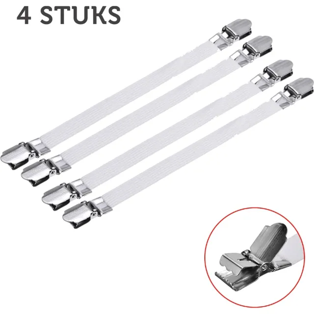 JCG Goods Dekbedspanners – Lakenspanners en Laken Clips – Voor Strak Dekbed en Laken – Laken Bevestiging – 4 Stuks – Wit