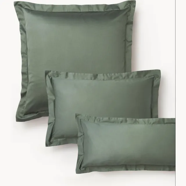 Westwing Collection Katoensatijnen kussenhoes Premium Groen