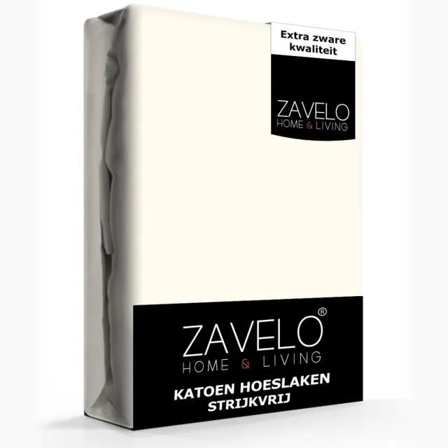 Zavelo Hoeslaken Katoen Strijkvrij Ivoor-Lits-jumeaux (180x210 cm) Ecru